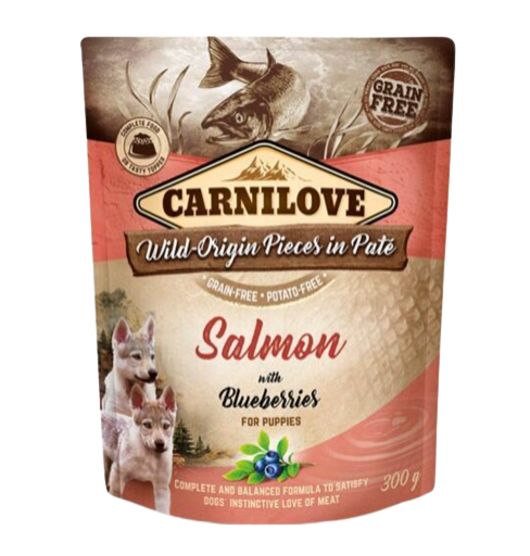 Carnilove - Pouch pate salmon with blueberry puppies 300 g.