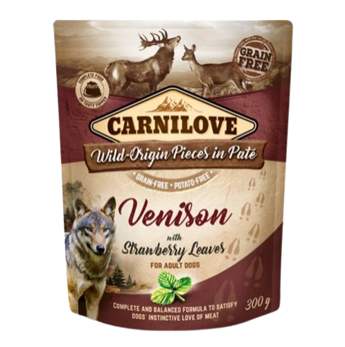 Carnilove - Pouch pate venison with strawberry leaves 300 g.