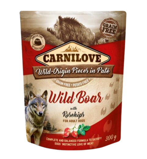 Carnilove - Pouch pate wild boar & rosehips 300 g.